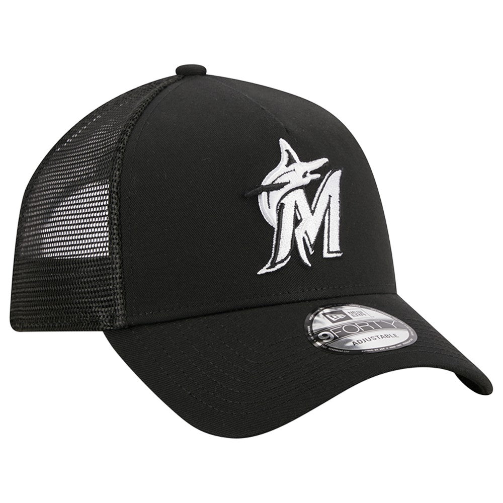 Miami Marlins New Era A-Frame 9FORTY Trucker Adjustable Hat - MLB