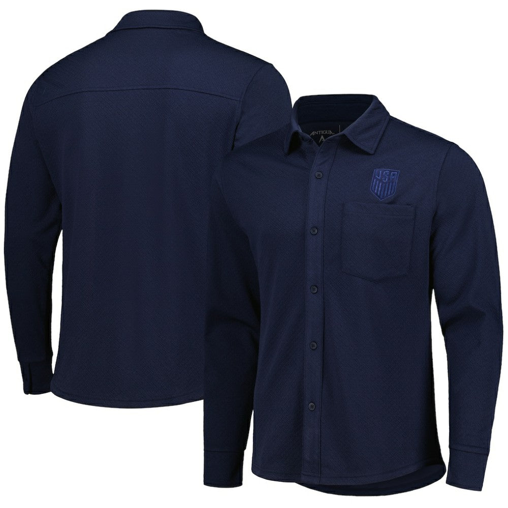 USMNT Antigua Streamer Diamond Button-Up Shacket Navy - FIFA World CUP