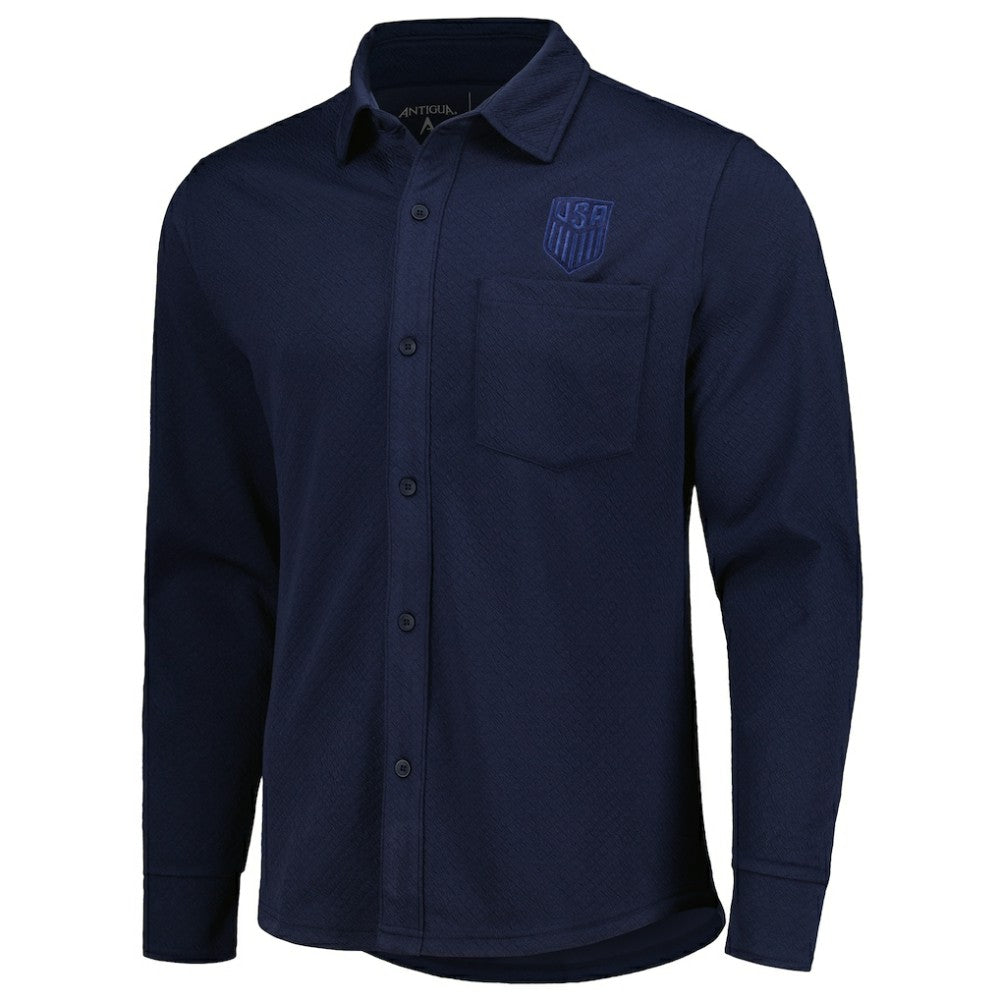 USMNT Antigua Streamer Diamond Button-Up Shacket Navy - FIFA World CUP