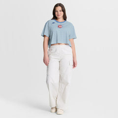 Chicago Cubs Nike Women's Cooperstown Collection Striped Cropped T-Shirt - MLB
