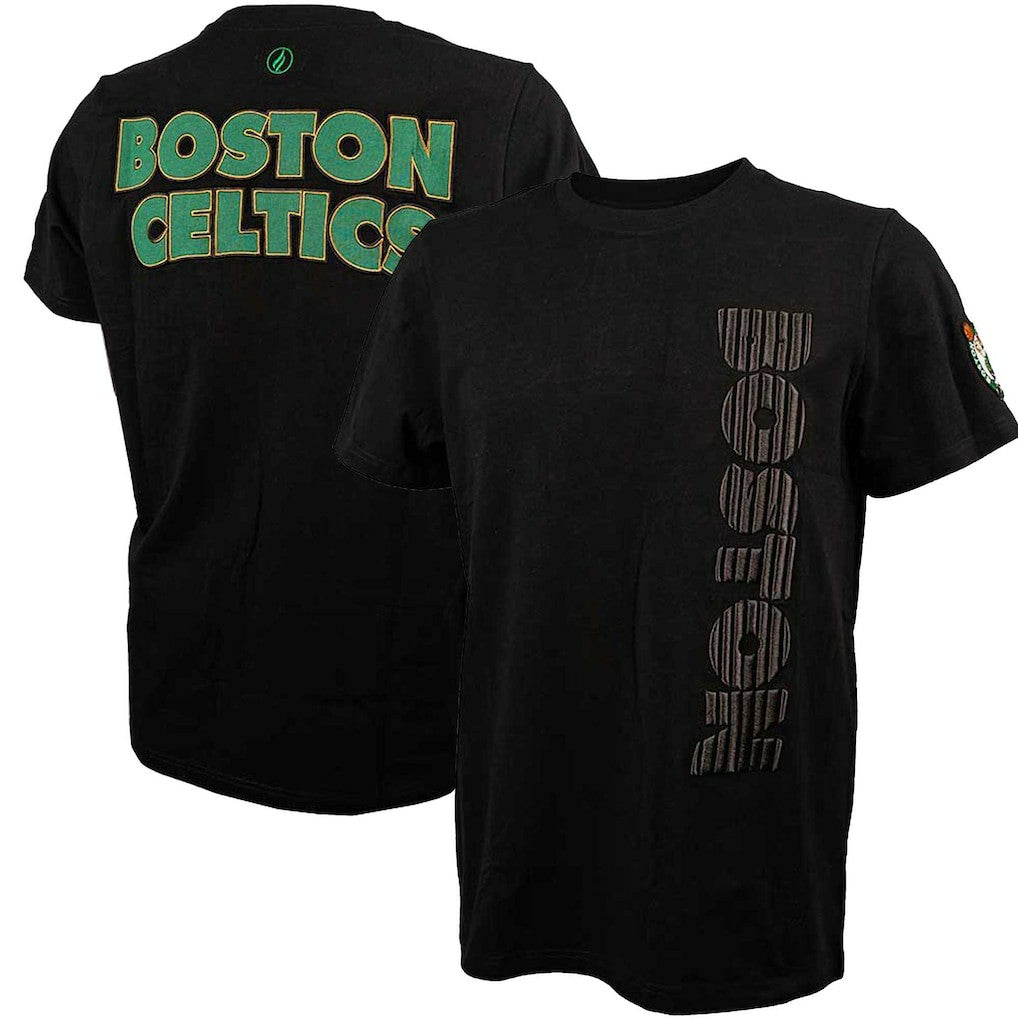 Boston Celtics FISLL 3D Puff Print Sliced Logo T-Shirt Black - NBA