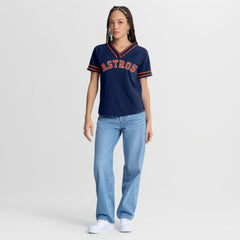 Houston Astros Fanatics Women's Diva Race Ahead Raglan V-Neck T-Shirt - MLB