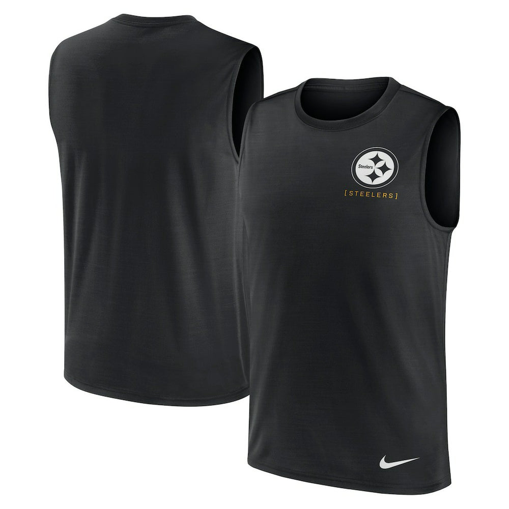 Pittsburgh Steelers Large Logo Lightweight Dri-FIT Muscle Tank Top Black | Nike for Sale