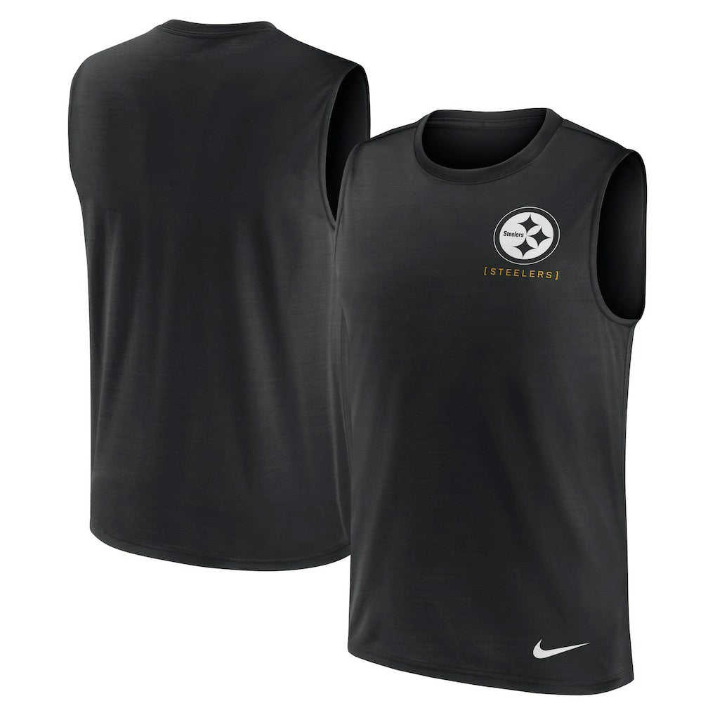Pittsburgh Steelers Large Logo Lightweight Dri-FIT Muscle Tank Top Black | Nike for Sale
