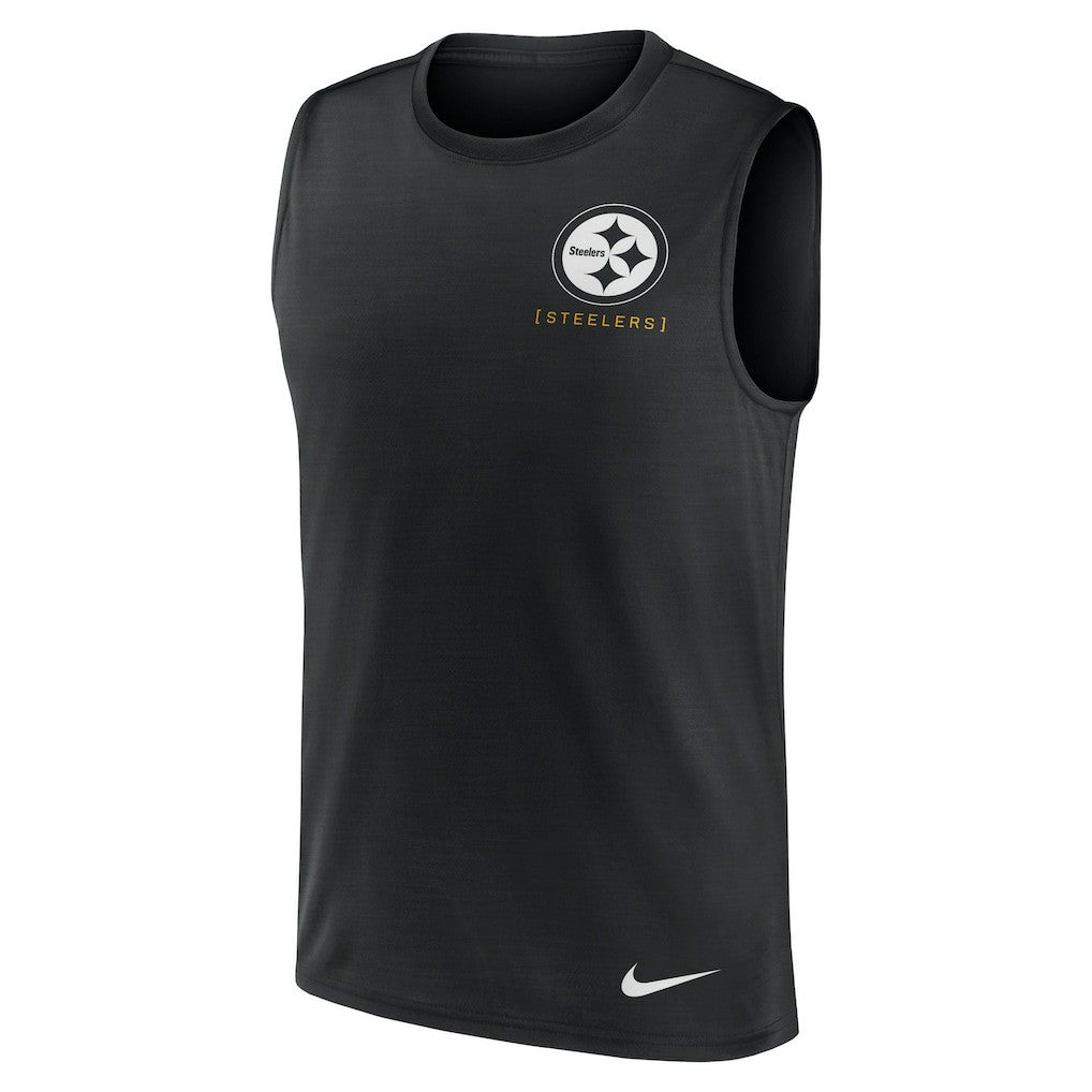 Pittsburgh Steelers Large Logo Lightweight Dri-FIT Muscle Tank Top Black | Nike for Sale
