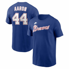 Hank Aaron Atlanta Braves Nike Cooperstown Collection Name & Number T-Shirt - MLB