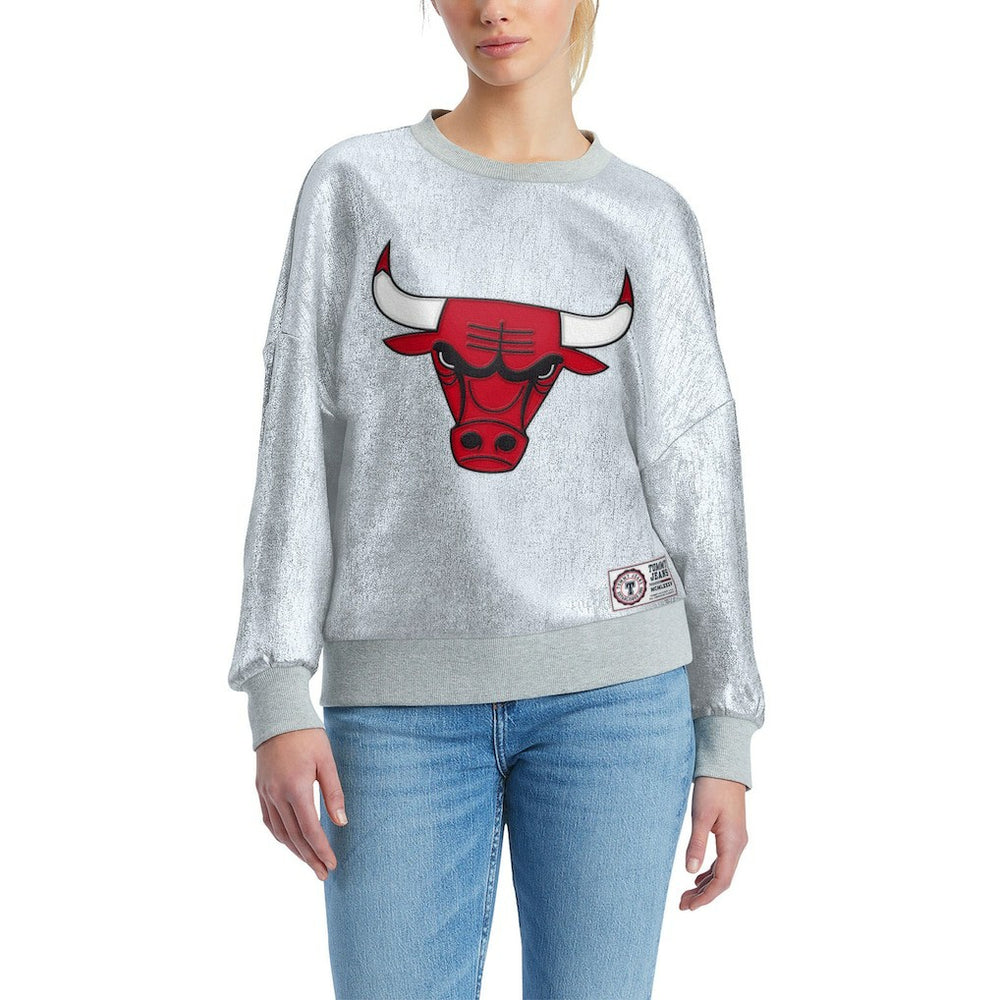 Chicago Bulls Tommy Jeans Women's Tracy Pullover Sweatshirt Silver - NBA