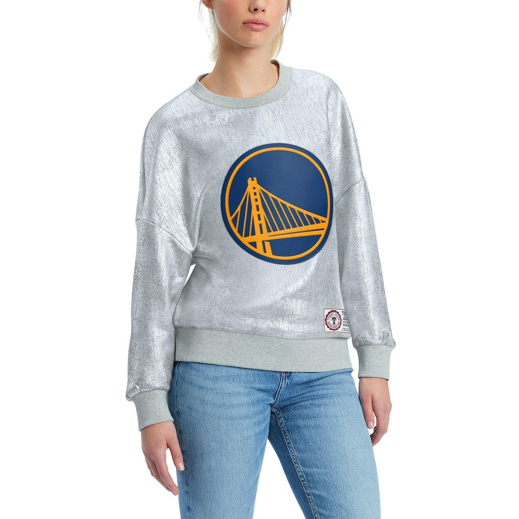 Golden State Warriors Tommy Jeans Women's Tracy Pullover Sweatshirt Silver - NBA