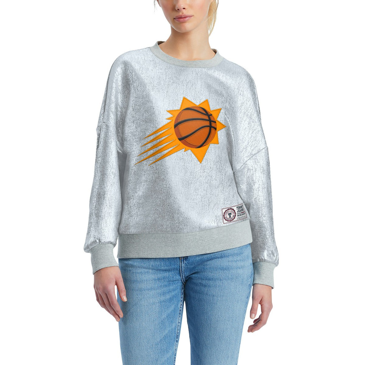 Phoenix Suns Tommy Jeans Women's Tracy Pullover Sweatshirt Silver - NBA
