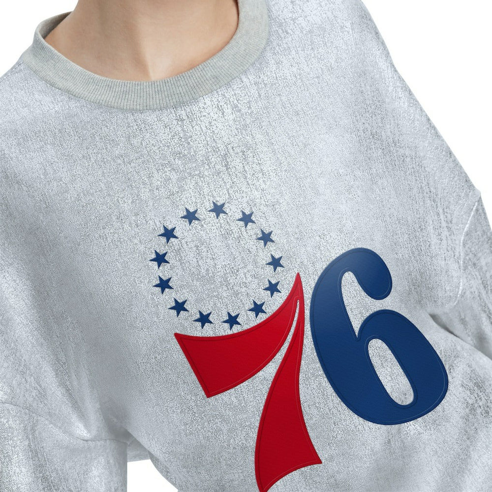 Philadelphia 76ers Tommy Jeans Women's Tracy Pullover Sweatshirt Silver - NBA