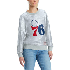 Philadelphia 76ers Tommy Jeans Women's Tracy Pullover Sweatshirt Silver - NBA