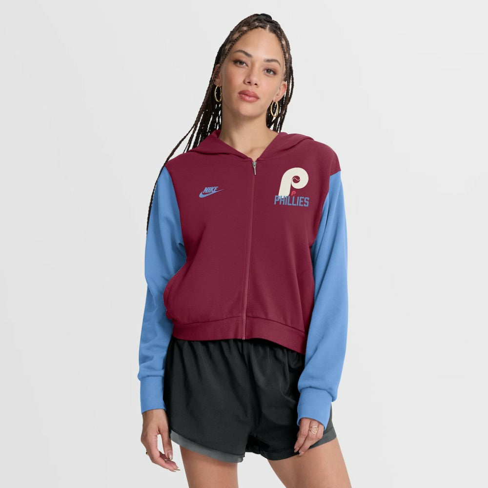 Philadelphia Phillies Nike Women's Cooperstown Collection Cropped Full-Zip Hoodie - MLB