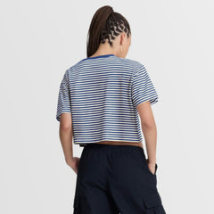 Seattle Mariners Nike Women's Cooperstown Collection Striped Cropped T-Shirt - MLB