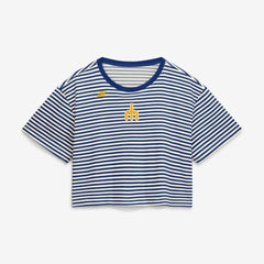 Seattle Mariners Nike Women's Cooperstown Collection Striped Cropped T-Shirt - MLB