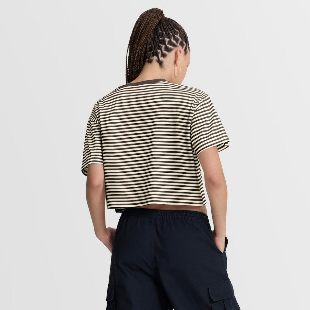 San Diego Padres Nike Women's Cooperstown Collection Striped Cropped T-Shirt - MLB