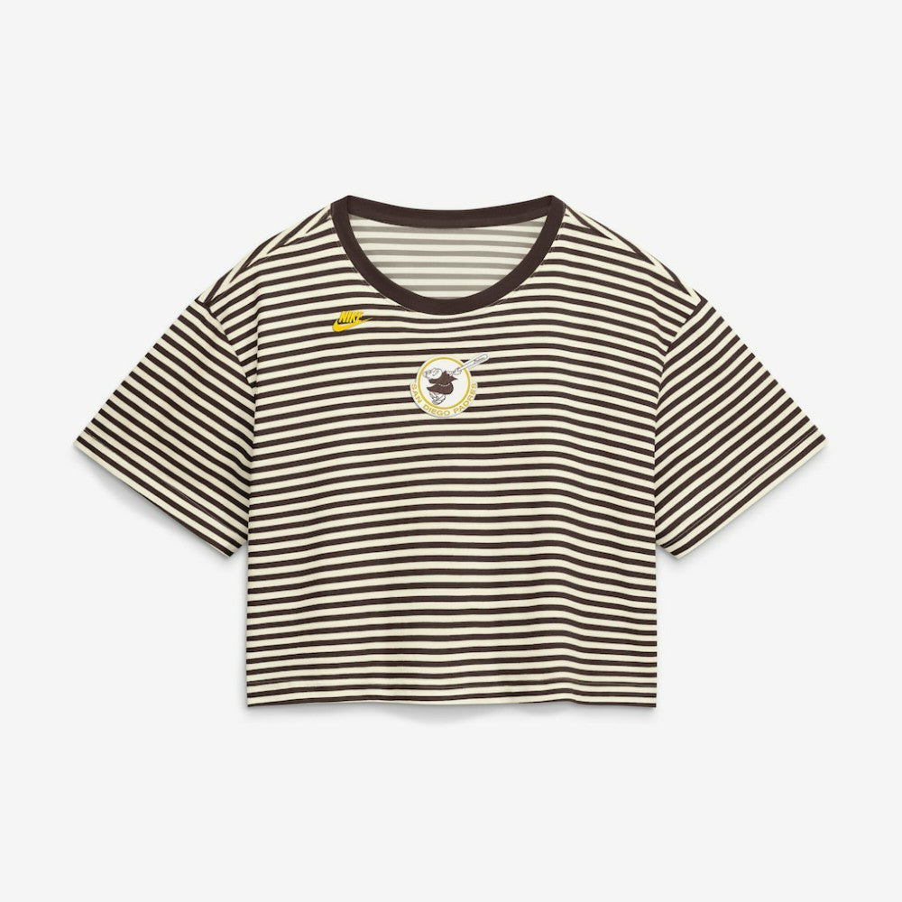 San Diego Padres Nike Women's Cooperstown Collection Striped Cropped T-Shirt - MLB