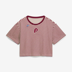 Philadelphia Phillies Nike Women's Cooperstown Collection Striped Cropped T-Shirt - MLB