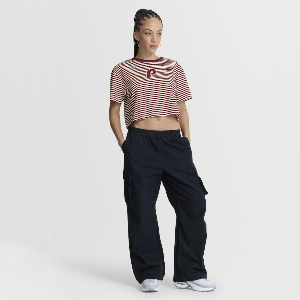 Philadelphia Phillies Nike Women's Cooperstown Collection Striped Cropped T-Shirt - MLB