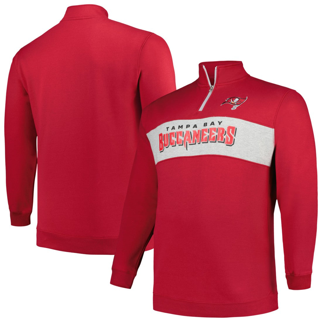 Tampa Bay Buccaneers Profile Big & Tall Fleece Quarter-Zip Jacket Red | NFL