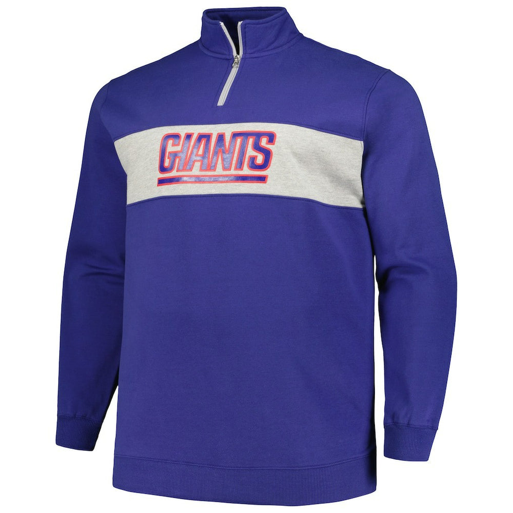 New York Giants Profile Big & Tall Fleece Quarter-Zip Jacket Royal | NFL