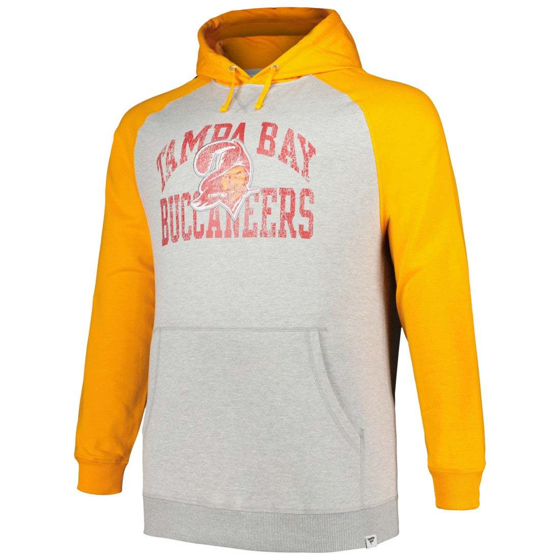 Tampa Bay Buccaneers Profile Big & Tall Favorite Arch Throwback Raglan Pullover Hoodie Heather Gray/Orange | NFL