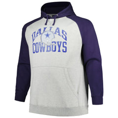 Dallas Cowboys Profile Big & Tall Favorite Arch Throwback Raglan Pullover Hoodie Heather Gray/Navy | NFL