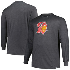 Tampa Bay Buccaneers Profile Big & Tall Throwback Long Sleeve T-Shirt Heather Charcoal | NFL
