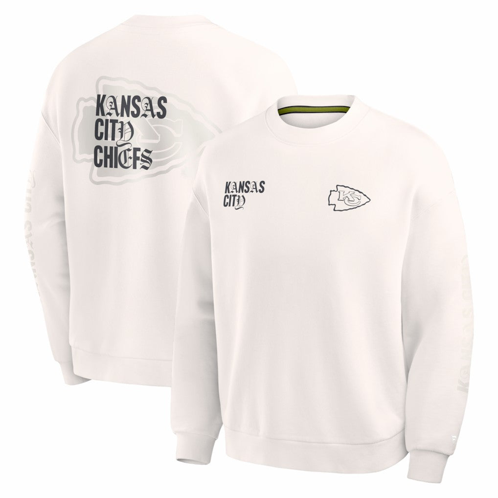 Kansas City Chiefs Oversized Type Play Multi Sweatshirt Cream | Fanatics