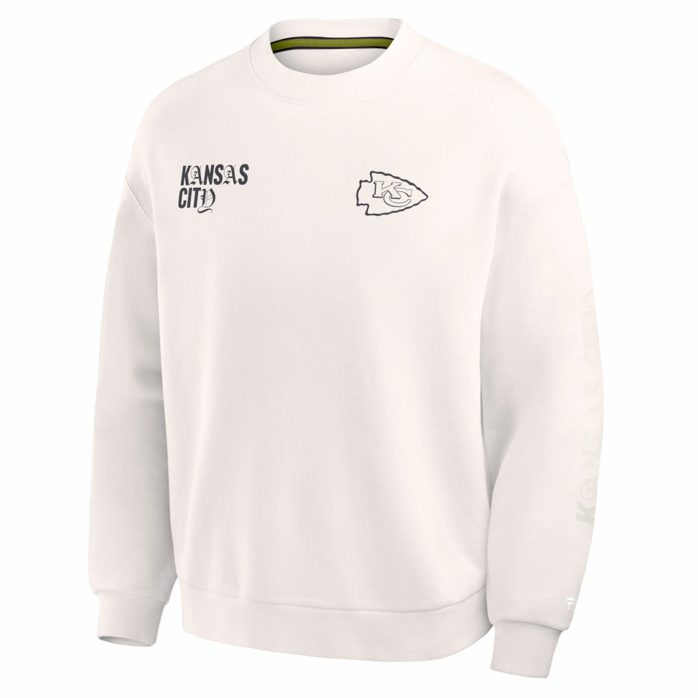 Kansas City Chiefs Oversized Type Play Multi Sweatshirt Cream | Fanatics