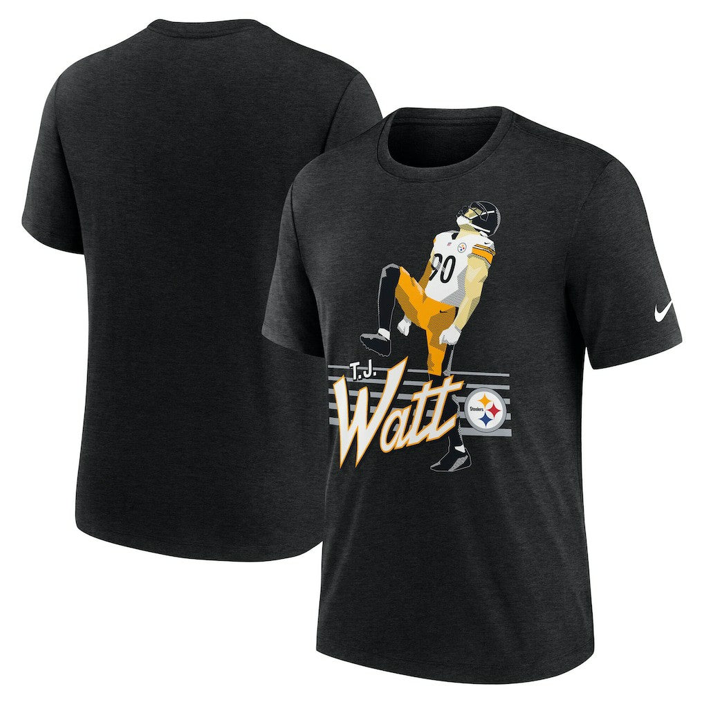 T.J. Watt Pittsburgh Steelers Player Graphic T-Shirt Heather Black | Nike for Sale
