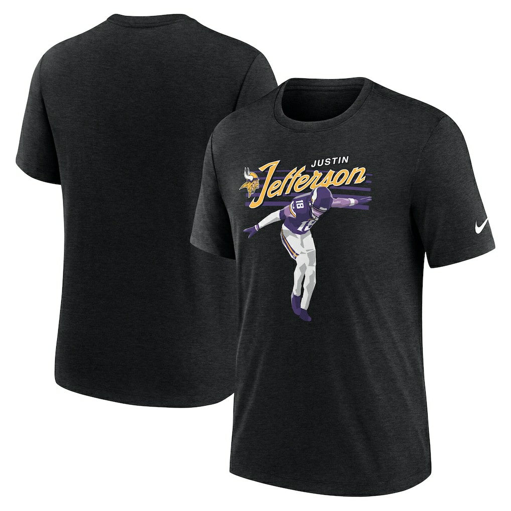 Justin Jefferson Minnesota Vikings Player Graphic T-Shirt Heather Black | Nike for Sale
