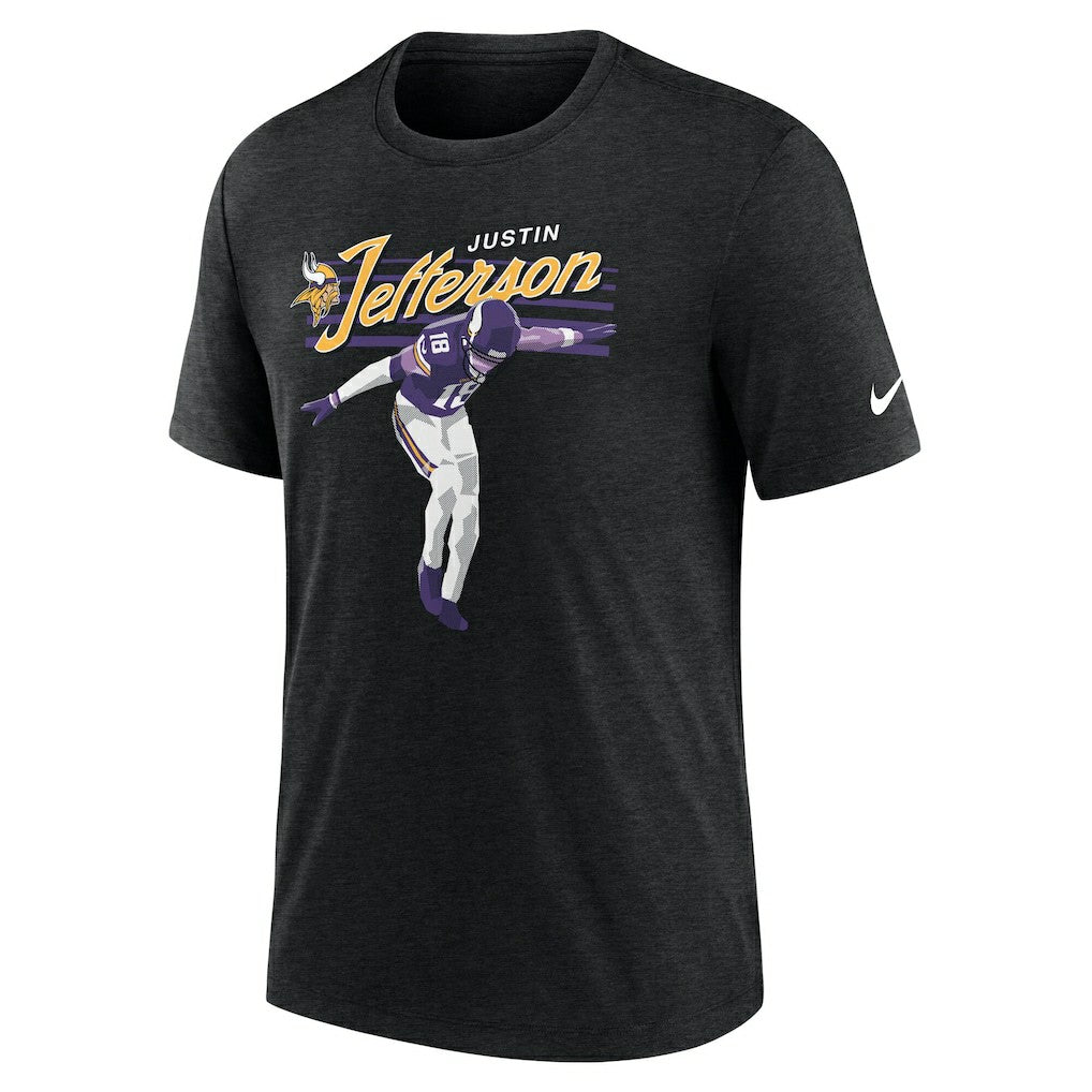 Justin Jefferson Minnesota Vikings Player Graphic T-Shirt Heather Black | Nike for Sale