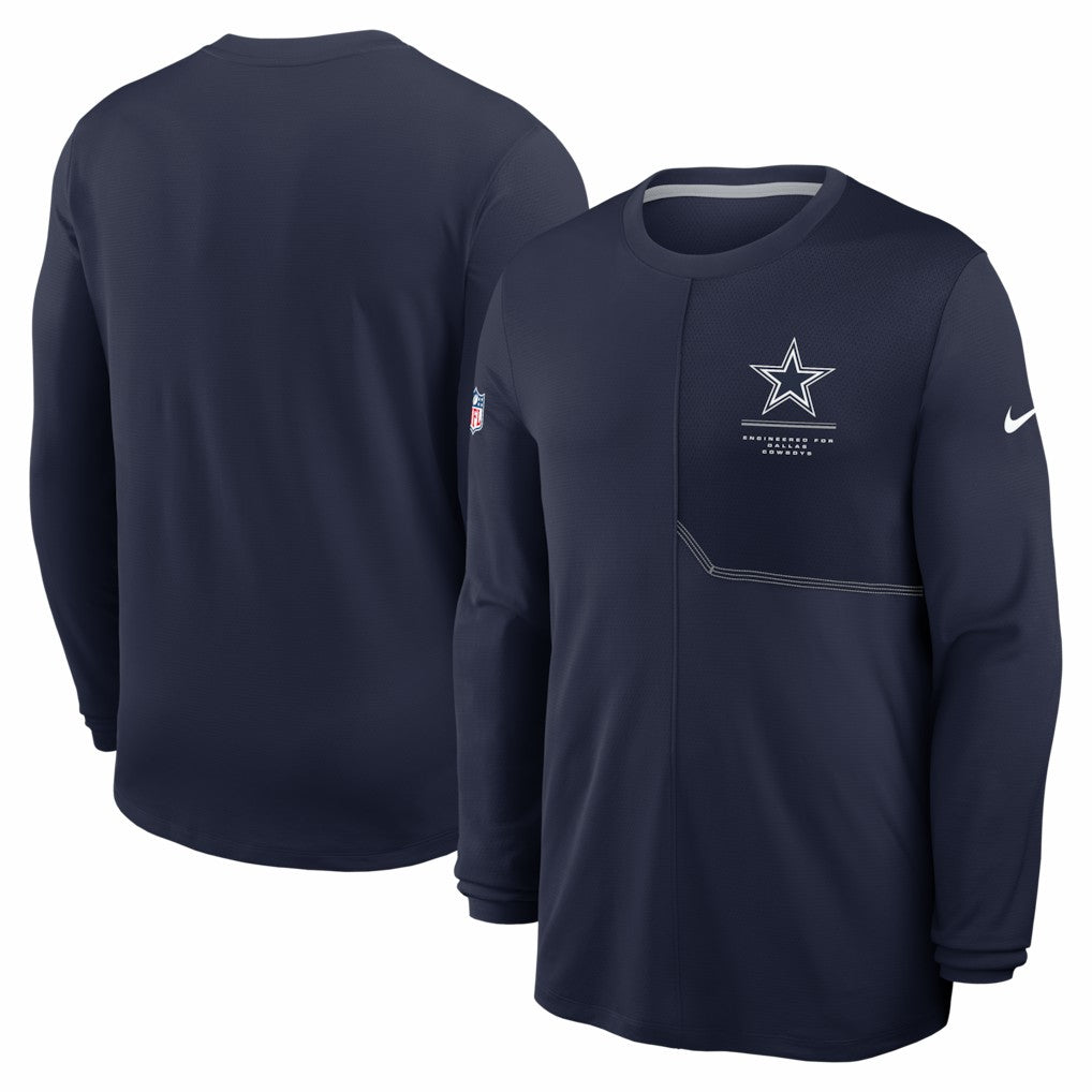 Dallas Cowboys Sideline Coach UV Dri-FIT Long Sleeve Shirt Navy | Nike for Sale