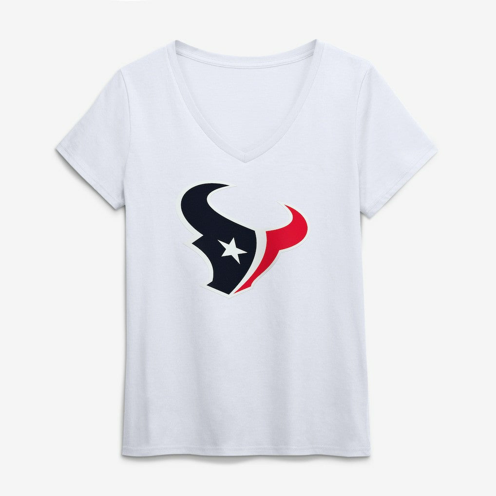 Houston Texans Logo Athletic Women's Primary Logo V-Neck T-Shirt White | NFL