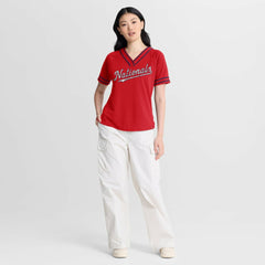 Washington Nationals Fanatics Women's Diva Race Ahead Raglan V-Neck T-Shirt - MLB