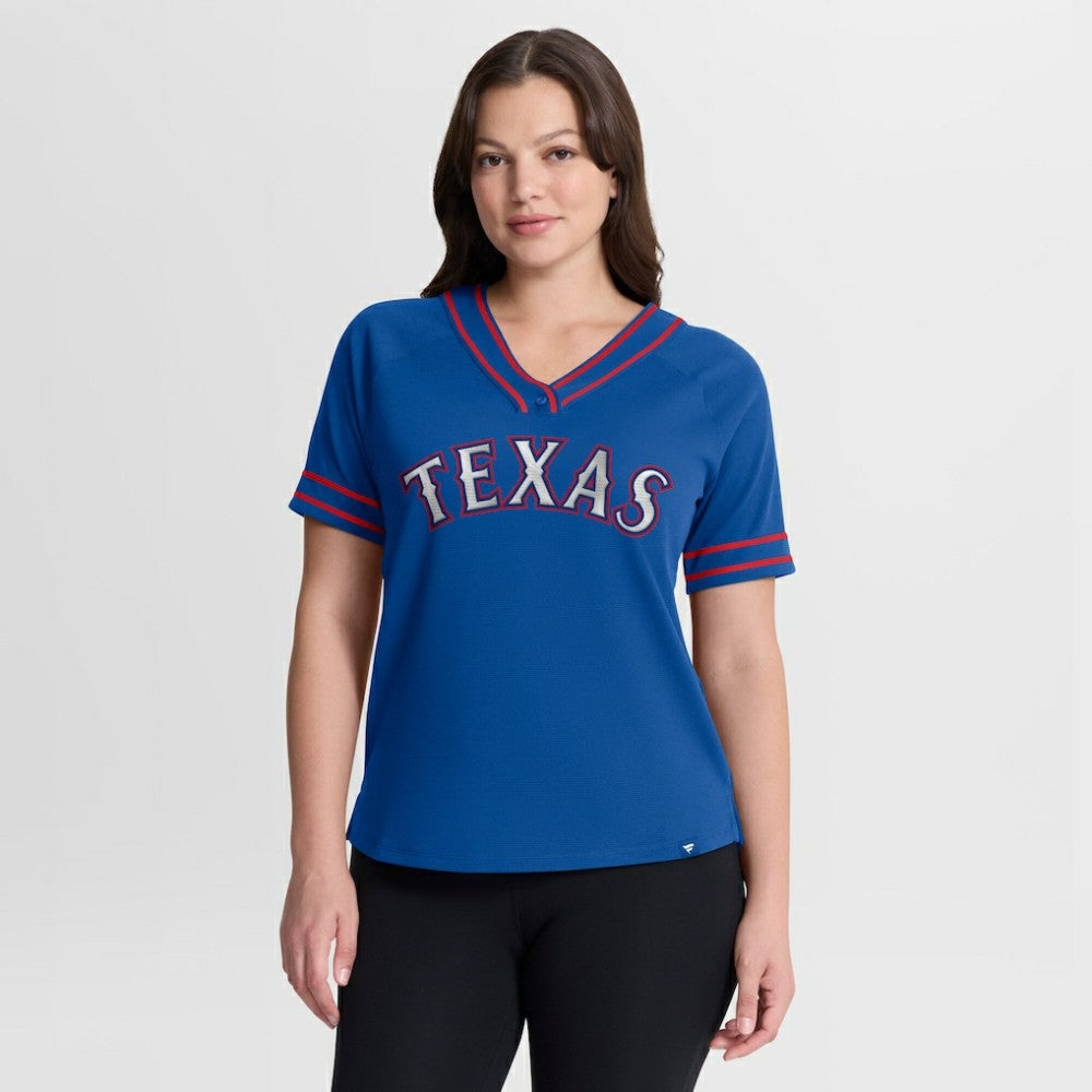Texas Rangers Fanatics Women's Diva Race Ahead Raglan V-Neck T-Shirt - MLB
