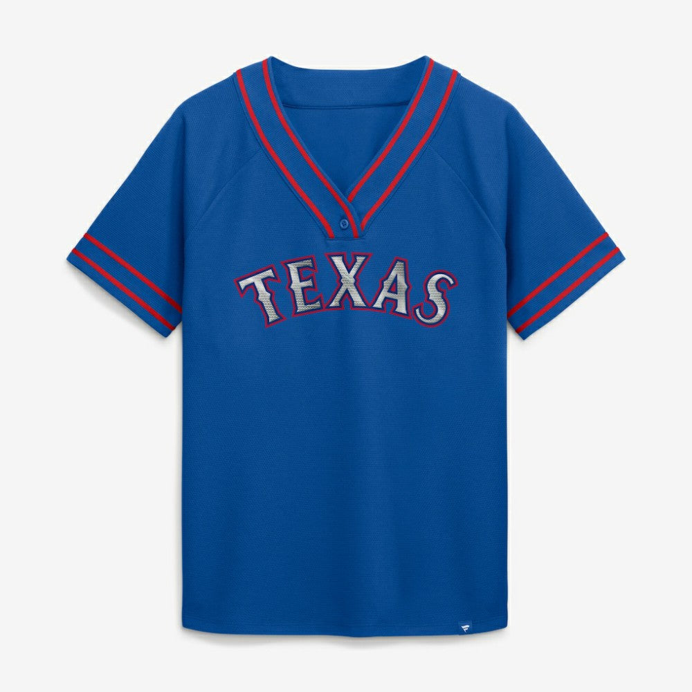 Texas Rangers Fanatics Women's Diva Race Ahead Raglan V-Neck T-Shirt - MLB