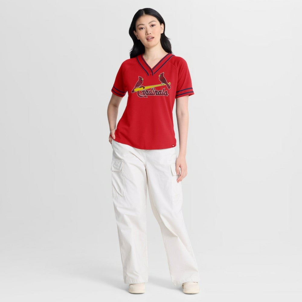 St. Louis Cardinals Fanatics Women's Diva Race Ahead Raglan V-Neck T-Shirt - MLB