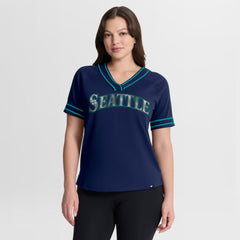 Seattle Mariners Fanatics Women's Diva Race Ahead Raglan V-Neck T-Shirt - MLB