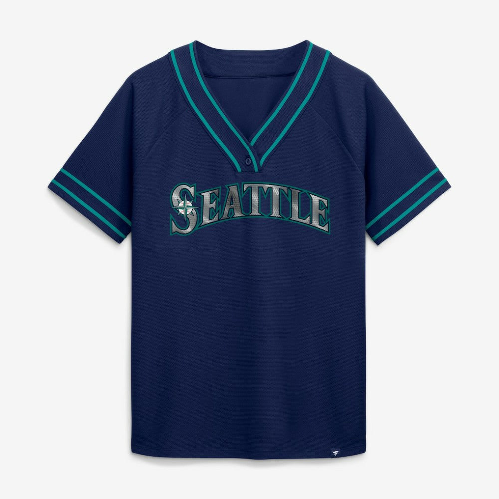 Seattle Mariners Fanatics Women's Diva Race Ahead Raglan V-Neck T-Shirt - MLB