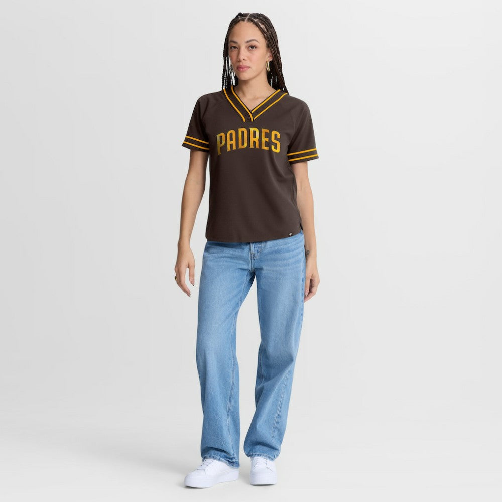 San Diego Padres Fanatics Women's Diva Race Ahead Raglan V-Neck T-Shirt - MLB