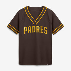 San Diego Padres Fanatics Women's Diva Race Ahead Raglan V-Neck T-Shirt - MLB
