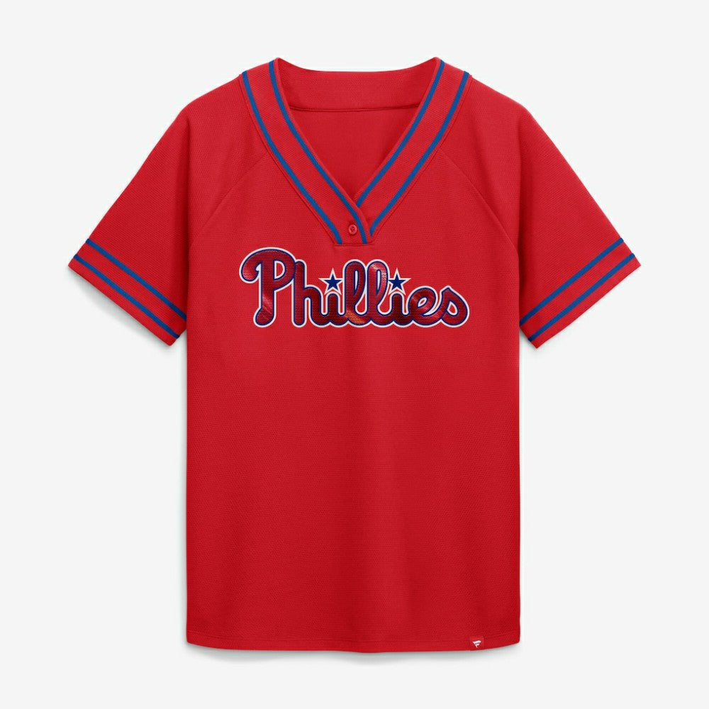 Philadelphia Phillies Fanatics Women's Diva Race Ahead Raglan V-Neck T-Shirt - MLB