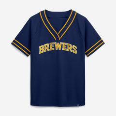 Milwaukee Brewers Fanatics Women's Diva Race Ahead Raglan V-Neck T-Shirt - MLB