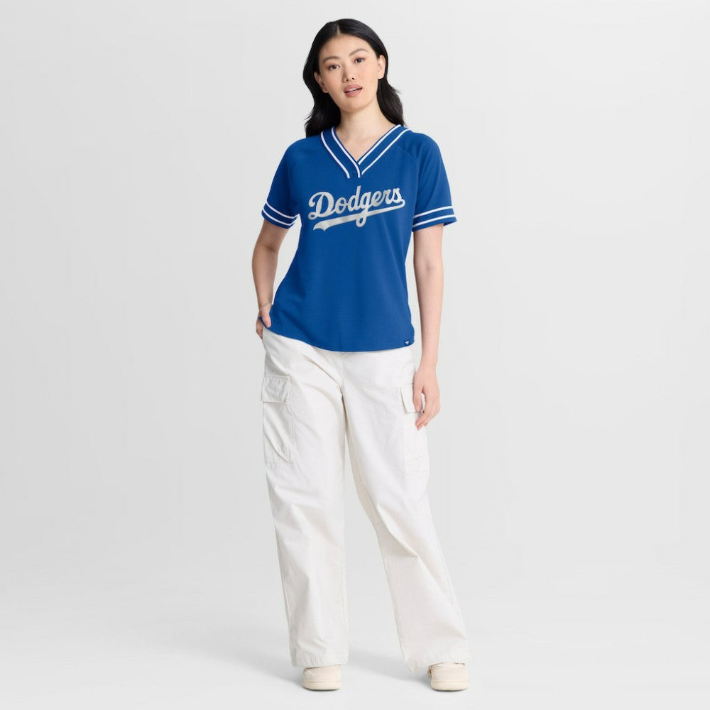 Los Angeles Dodgers Fanatics Women's Diva Race Ahead Raglan V-Neck T-Shirt - MLB