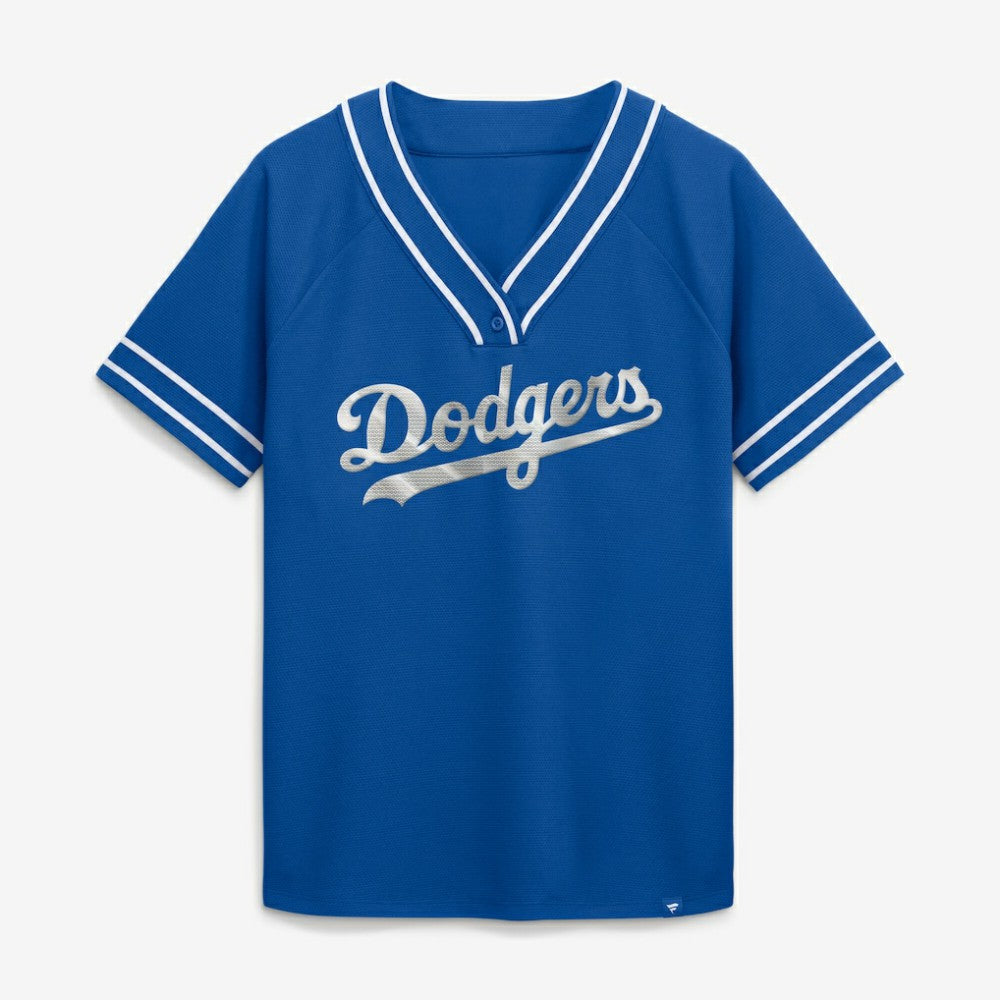 Los Angeles Dodgers Fanatics Women's Diva Race Ahead Raglan V-Neck T-Shirt - MLB