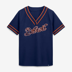 Detroit Tigers Fanatics Women's Diva Race Ahead Raglan V-Neck T-Shirt - MLB