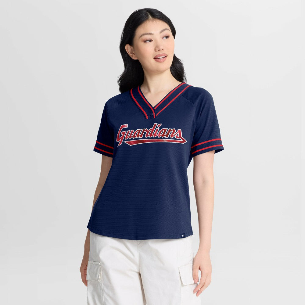 Cleveland Guardians Fanatics Women's Diva Race Ahead Raglan V-Neck T-Shirt - MLB