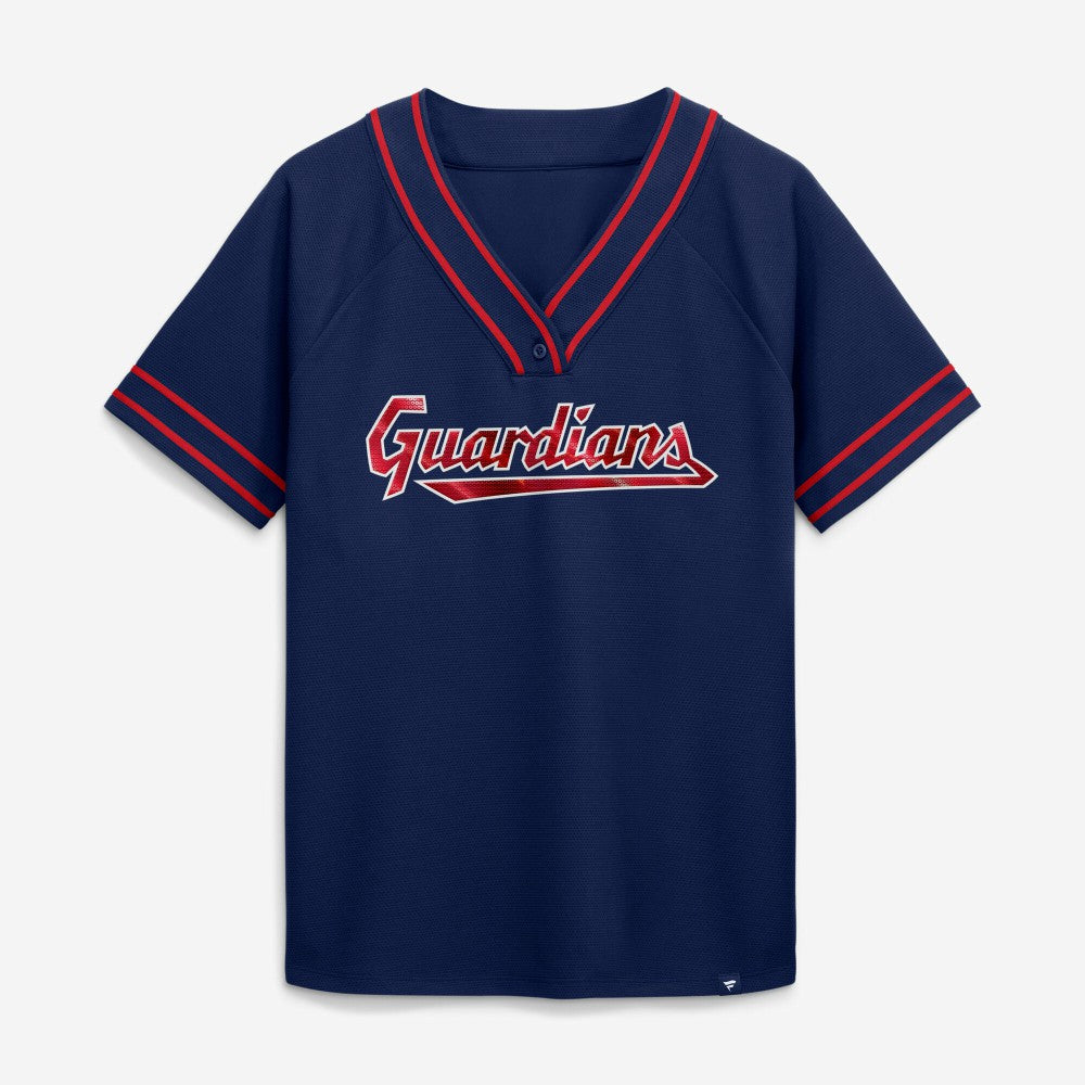 Cleveland Guardians Fanatics Women's Diva Race Ahead Raglan V-Neck T-Shirt - MLB