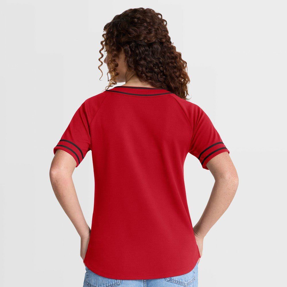 Cincinnati Reds Fanatics Women's Diva Race Ahead Raglan V-Neck T-Shirt - MLB